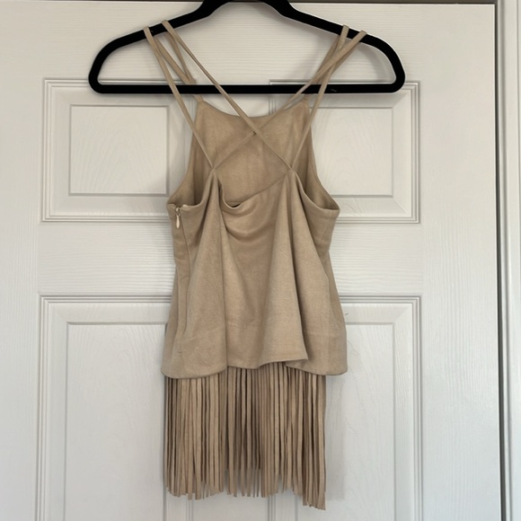 J.O.A. Los Angeles Sueded Tan Beige Fringed Sz Xs bin10 - Picture 2 of 7